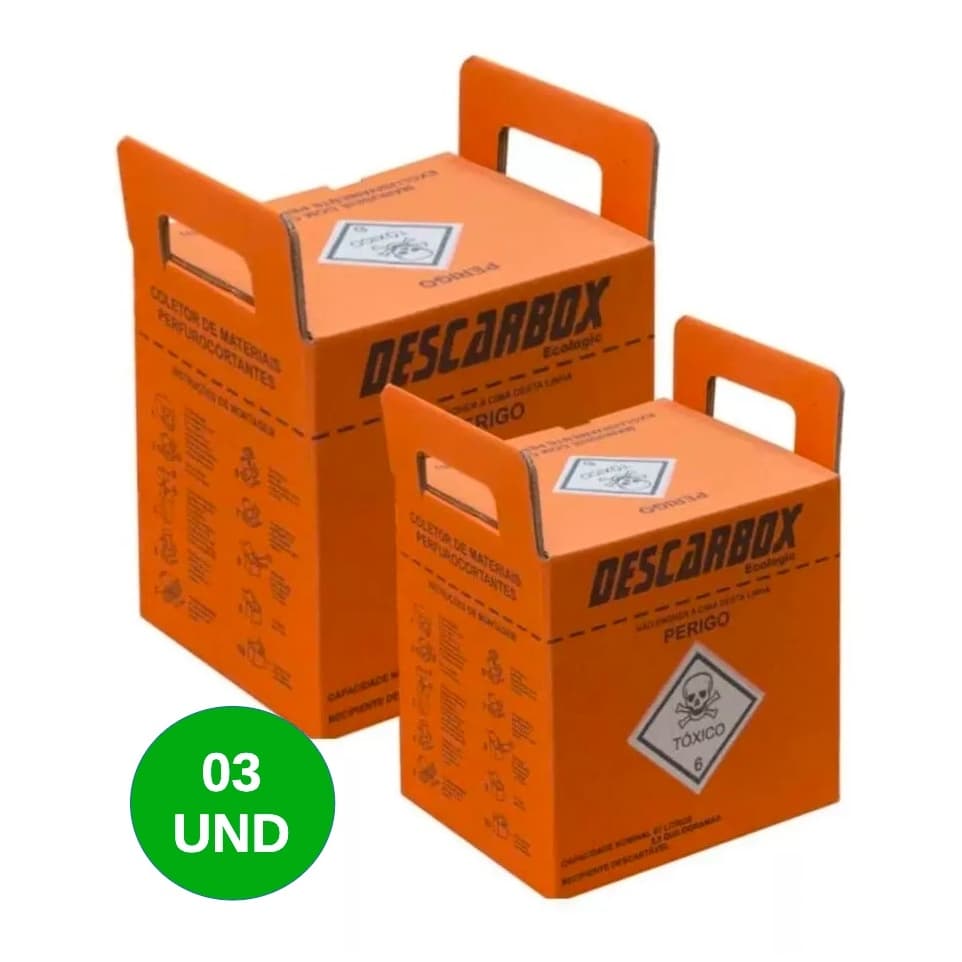 Coletor Material Químico Perfurocortante Descarbox 07 Litros 3 unidades