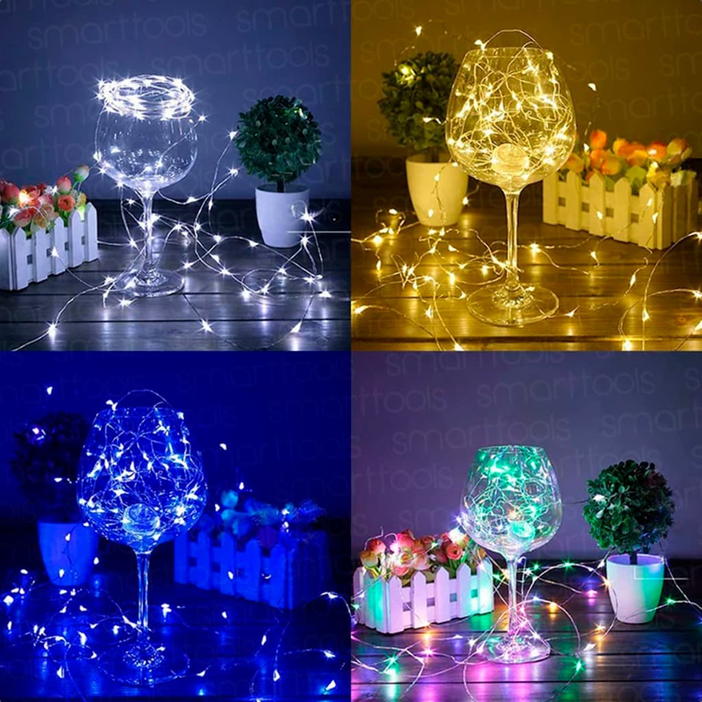 Fio de Fada Led 10m 100 Luzes Luminária Decoração Atacado Pilha Várias Cores Cordão de Luz