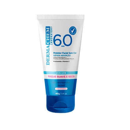 Protetor Solar FPS 60 Sem Cor Toque Seco Suave Super Hidratante Rejuvenescedor Dermachem Alta Proteção Rapida Absorção