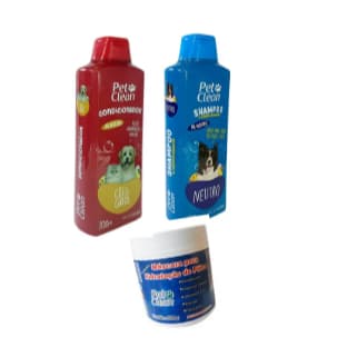 Kit para Cães e Gatos da Pet Clean:Shampoo Neutro,Condicionador,Hidratante Máscara Nutritiva de 500g
