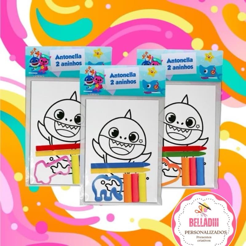 Kit10 Revistinha Personalizada de colorir, com lapela 2mini giz+ 3mini massinhas + cortador TODOS OS TEMAS