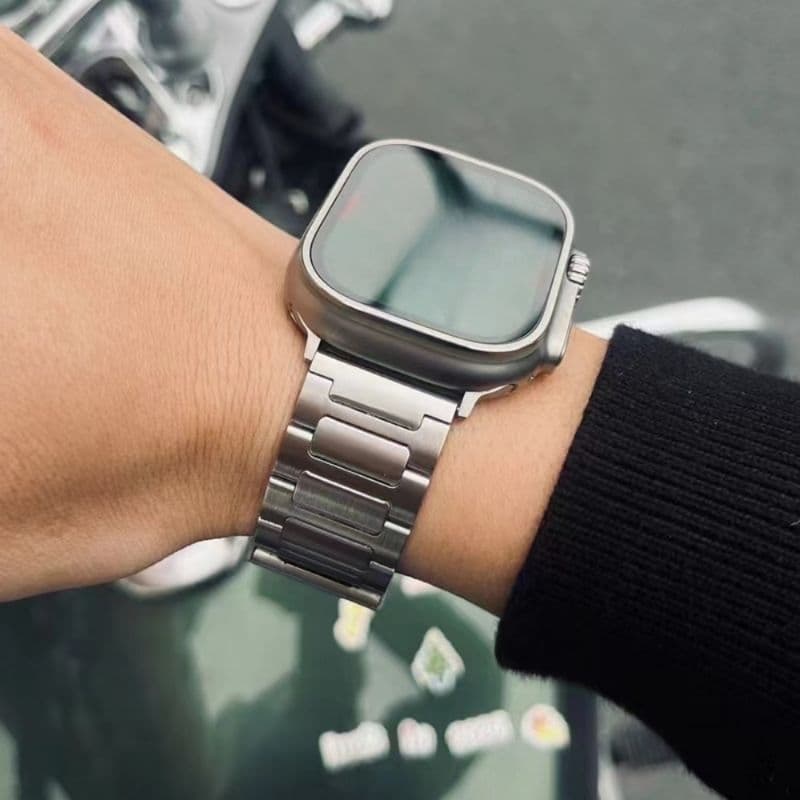 Smartwatch iWatch Prata em Aço Inoxidável Ultra, Faz e Recebe Ligações e Mensagens ou Pulseira