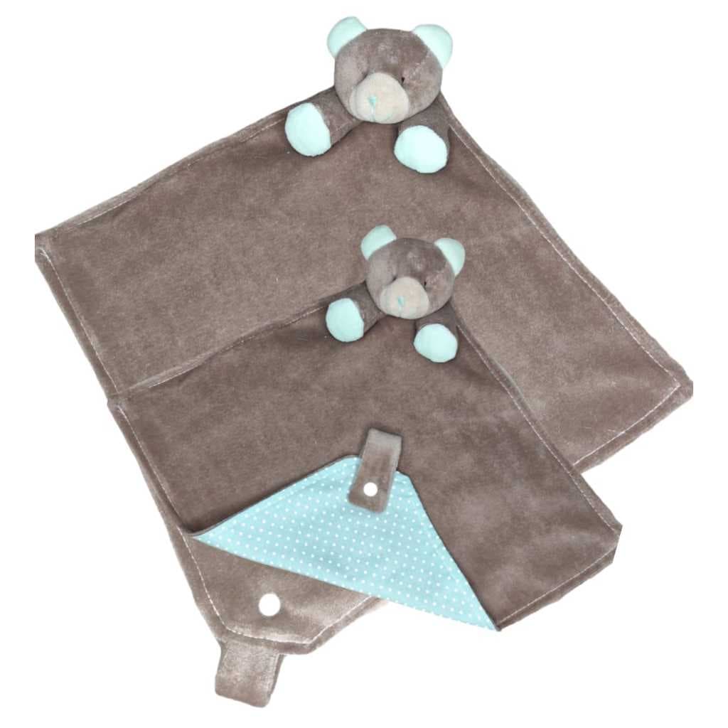 Naninha Para Bebê Com Porta Chupeta Plush Urso Poa Verde Ursinho Naninha Inafntil 100 % Algodão