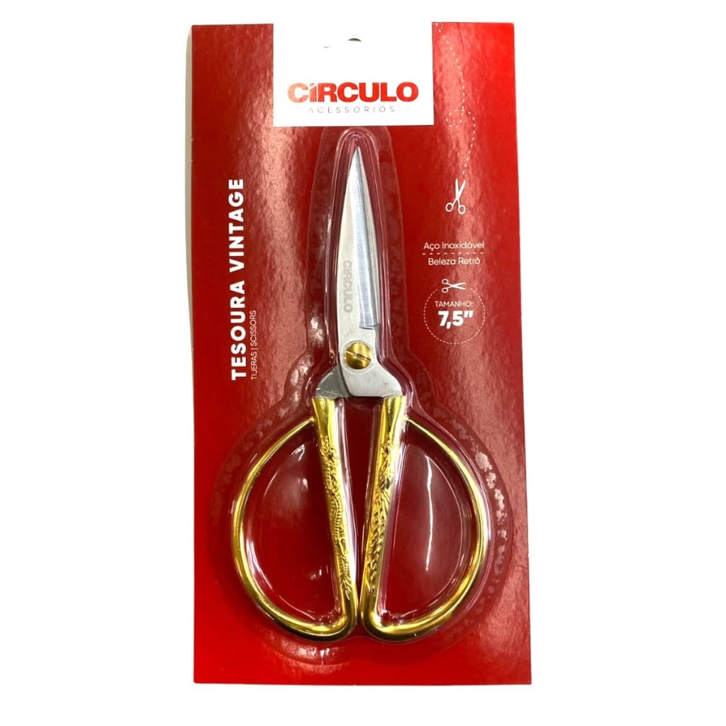 Tesoura Vintage Dragão Círculo 19cm 7,5"