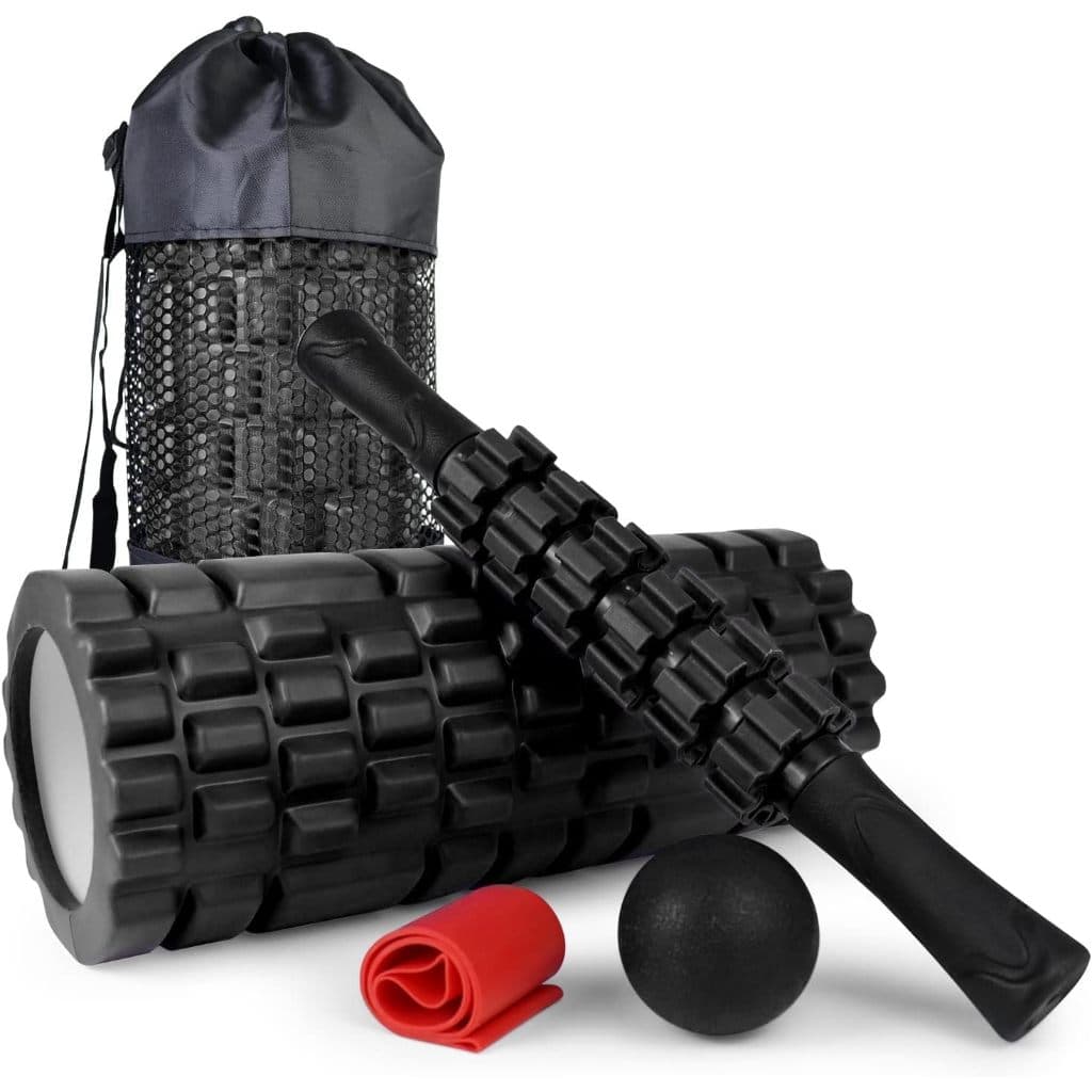 Kit Rolo Massagem Bastão Liberação Miofascial Bola Lacrosse
