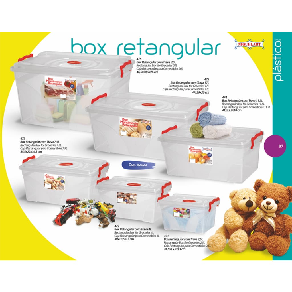 POTE BOX PARA MANTIMENTOS ORGANIZADOR CAIXA BRINQUEDOS POTES REFORÇADOS COM TRAVA NIQUELART