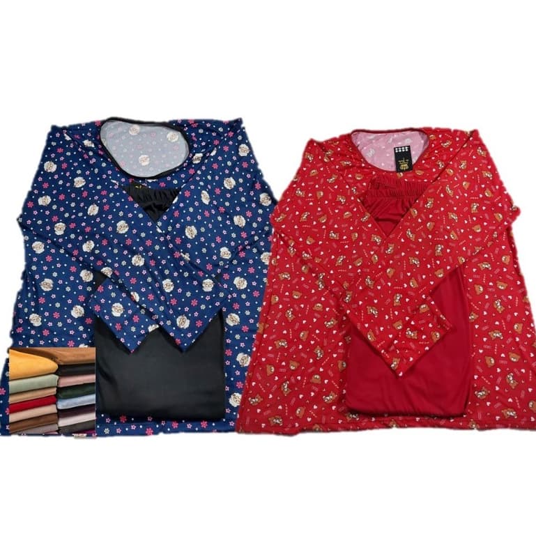 Kit 5 Conjunto Pijama Inverno Feminino Tecido Malha / Liganete / Suede / Plus Size Manga Longa Dormir