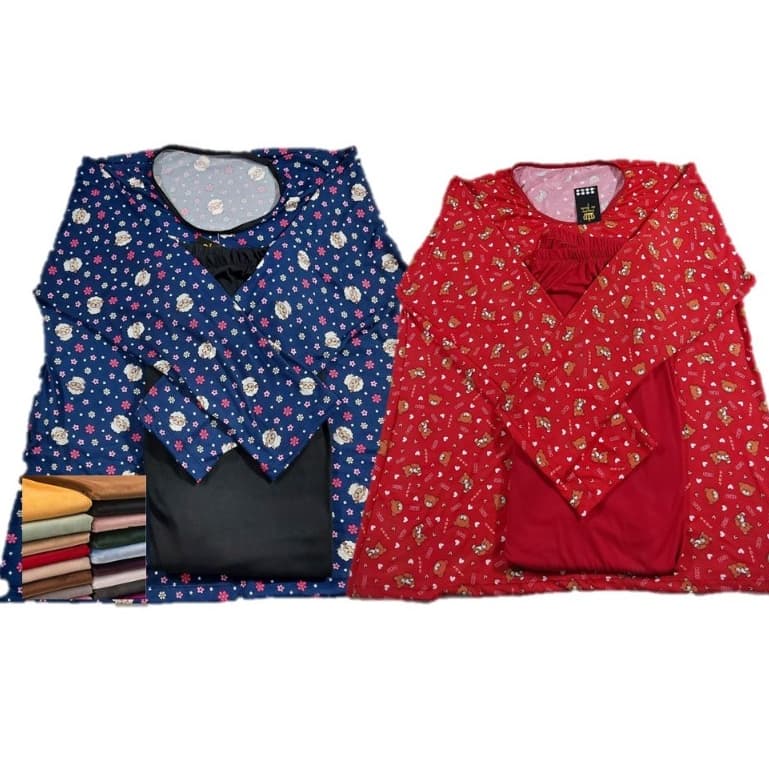 Kit 7 Conjunto Pijama Inverno Feminino Tecido Malha / Liganete / Suede / Plus Size Manga Longa Dormir