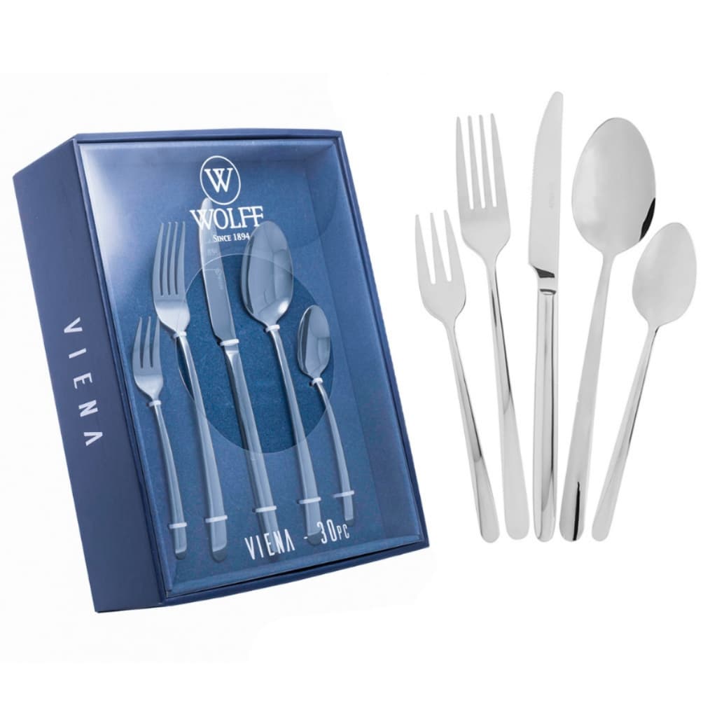 Faqueiro Aço Inox Viena Wolff 30 Peças Jantar Luxo Completo