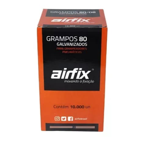 Grampo Grampeador Pneumático 80/08 1 Caixa 10.000 Pçs Airfix
