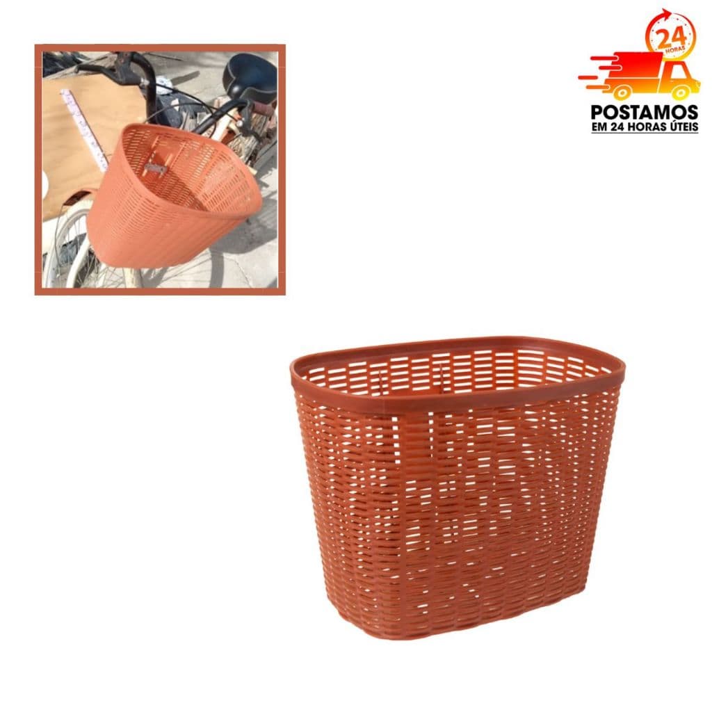 Cesta Cestinha Grande Para Bicicleta Nylon Marrom Reforçada Aro 24 e 26 Dianteira Bike