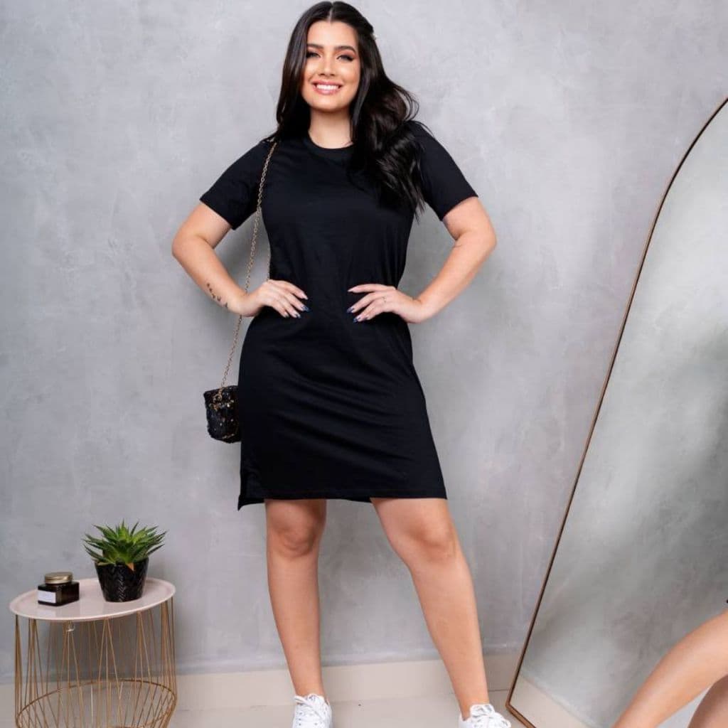 Vestido Liso Feminino Casual Estiloso Algodão