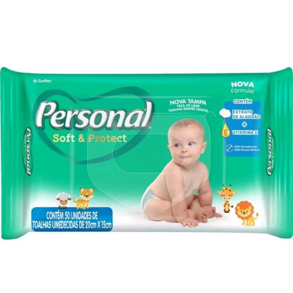Lenço Umedecido Personal Soft e Protect 50 unidades