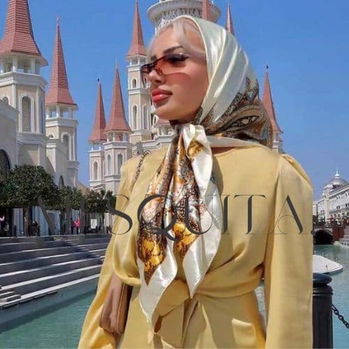 Lenço de cetim echarpe estampado  seda elegante bandana feminina scarf