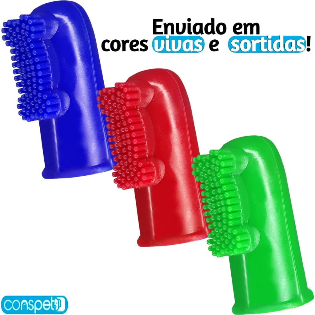 Kit 3 Escova De Dente Para Cachorro Dedeira De Silicone Macia Pet Clean