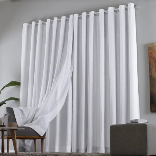 Cortina Gaze De Linho 3,00m X 2,70m Com Forro Microfibra Para Janela Quarto E Sala