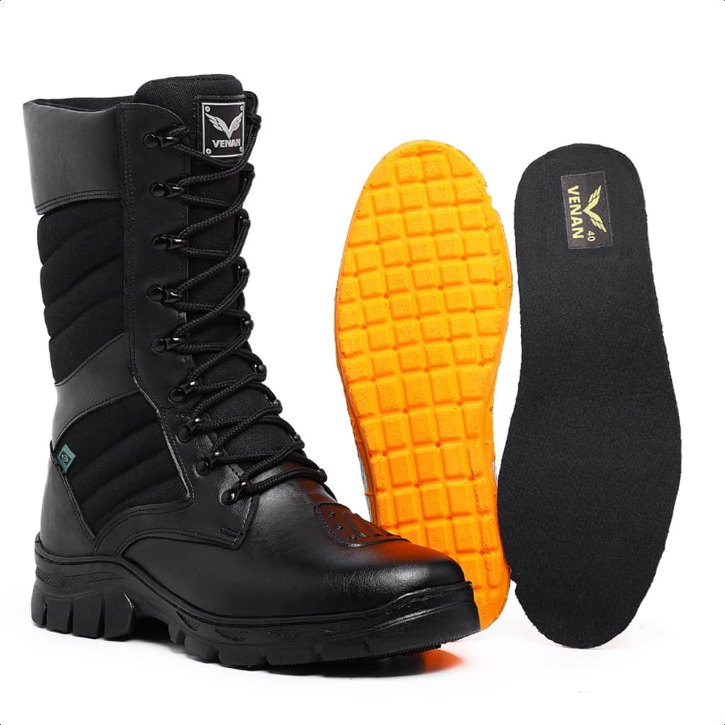 Bota Masculina Coturno Cano Alto Com Zíper E Palmilha De Gel