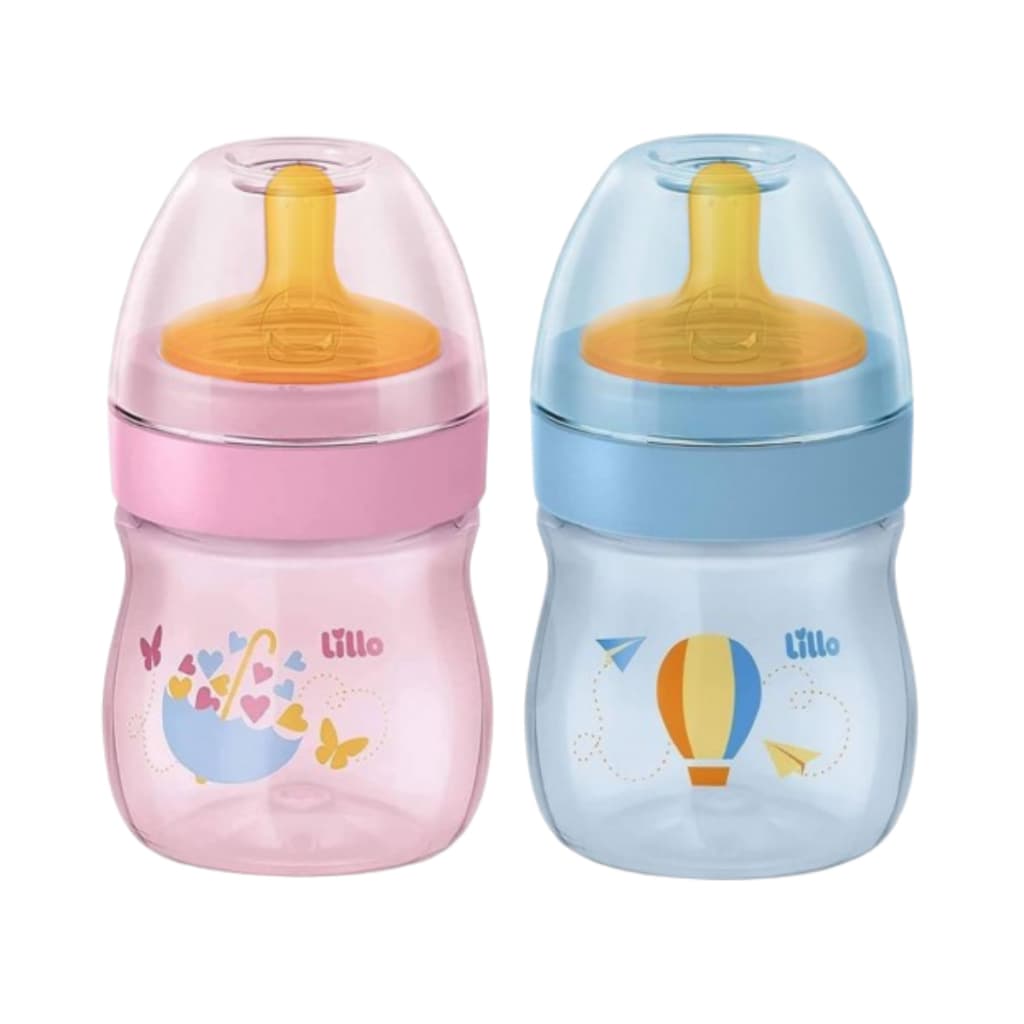 Mamadeira Lillo 150 mL Bico de Látex Válvula Air System 0-6 meses + Bico Silicone