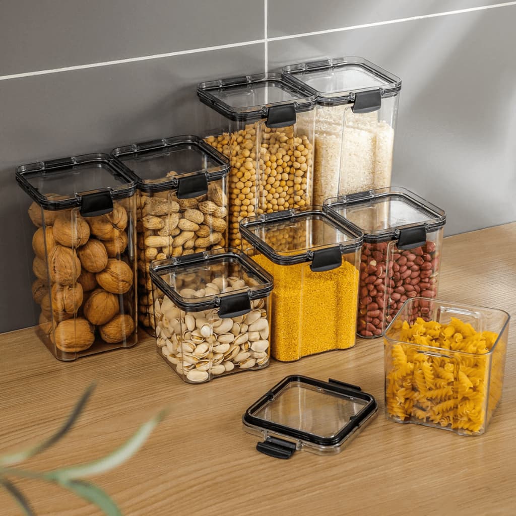 KIT 5/10 Potes Herméticos Empilhaveis Com Tampa Para Mantimentos Protege Alimentos Frescos  DUHOME
