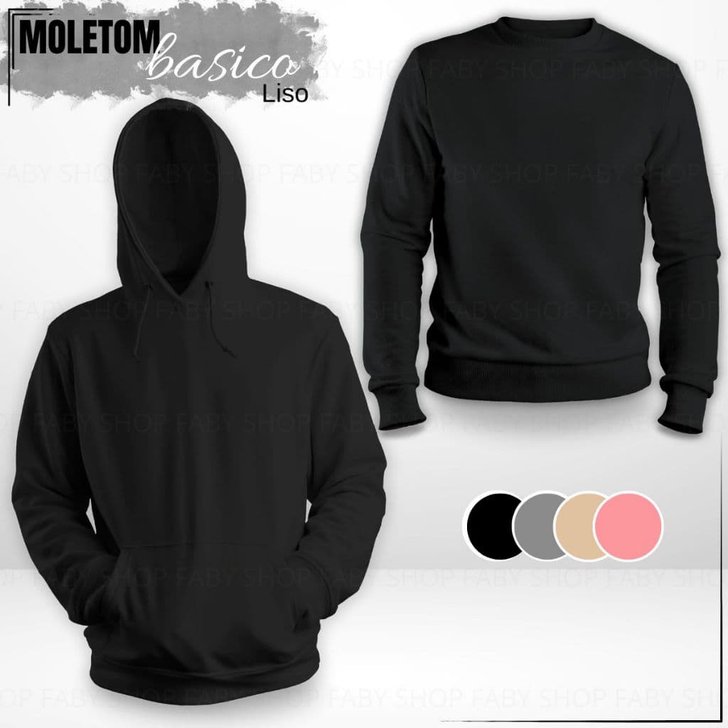 Moletom Sem Capuz Com Capuz Canguru Gola Redonda Unissex Blusa de Frio Casaco Liso Masculino Feminino Flanelado