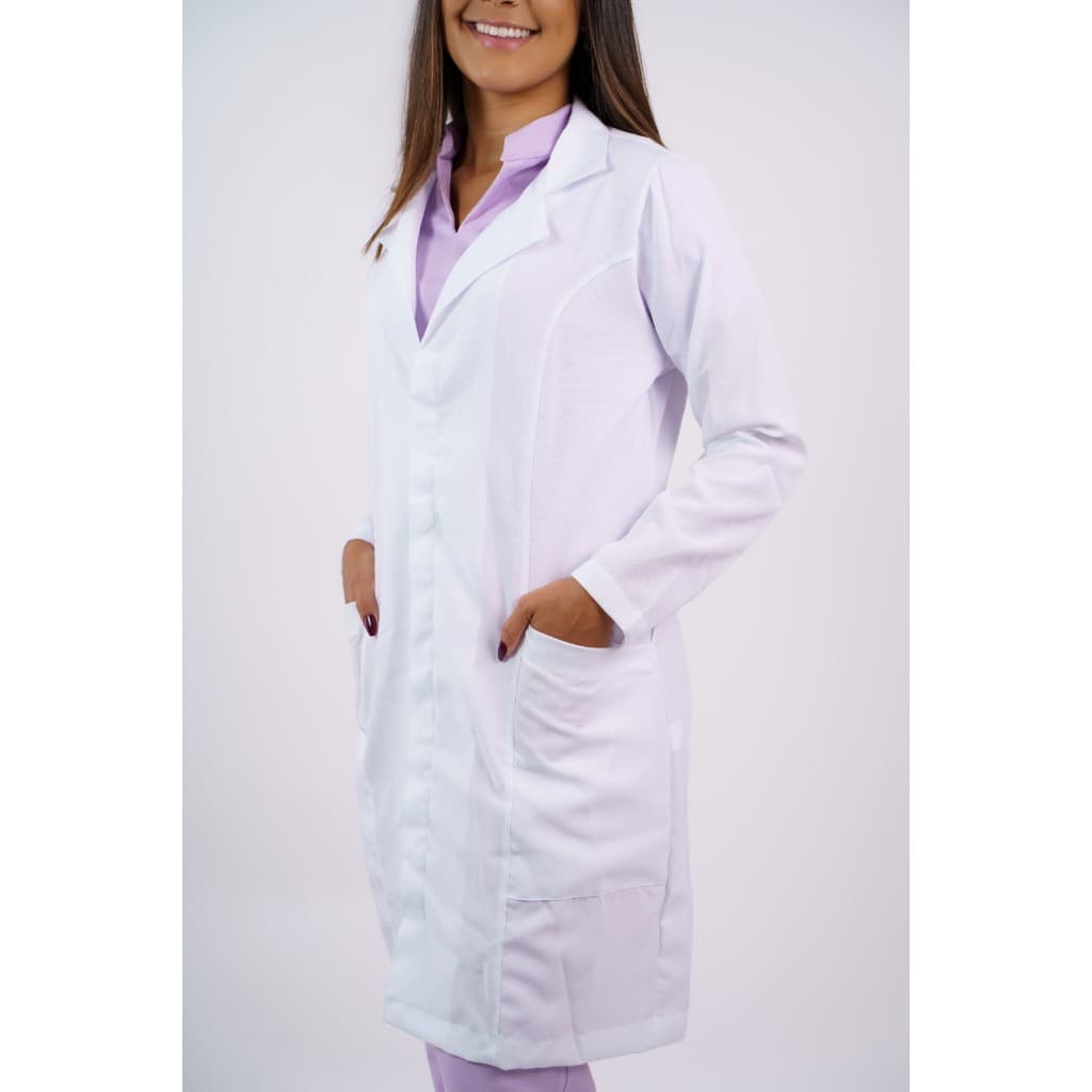 Jaleco Feminino Hospitalar Acinturado Gola Blazer em Oxford