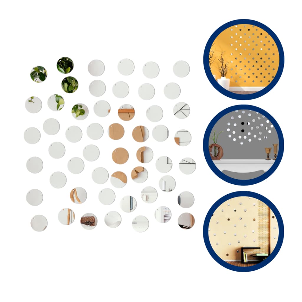 Kit 50 Círculos Aplique Chaveiro Redondo Espelho Acrílico Quarto Cozinha Sala Decoração Casa