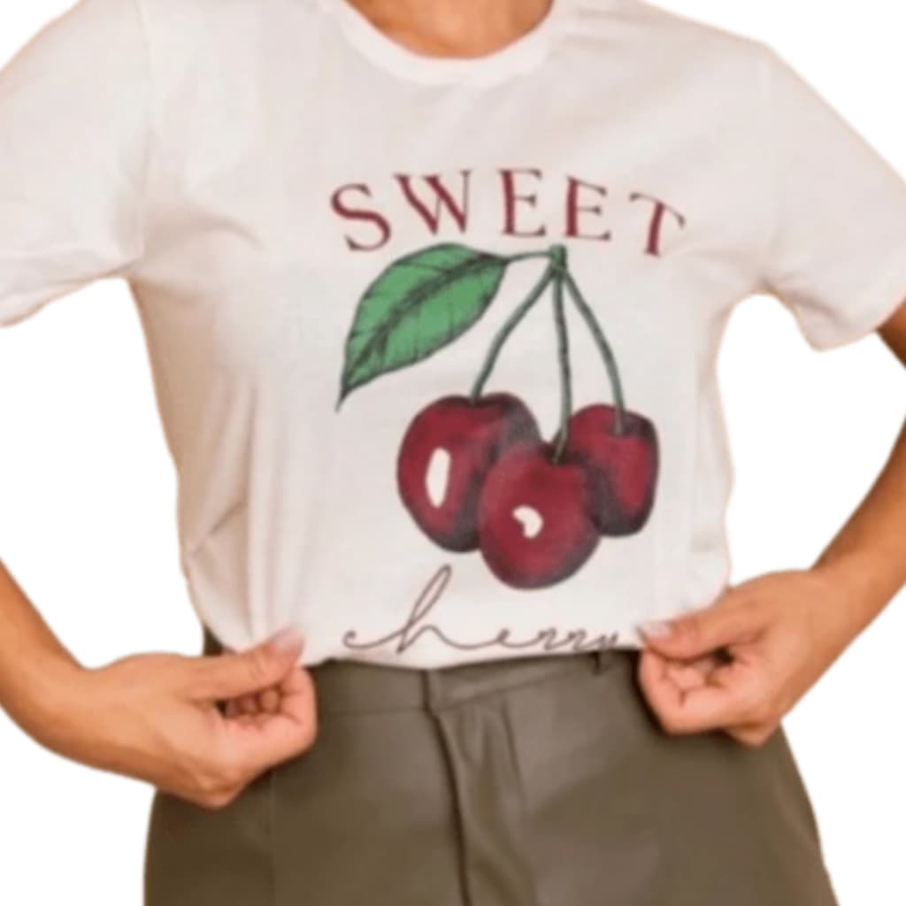 T-Shirt Camiseta Cereja Sweet Cherry Viscolycra