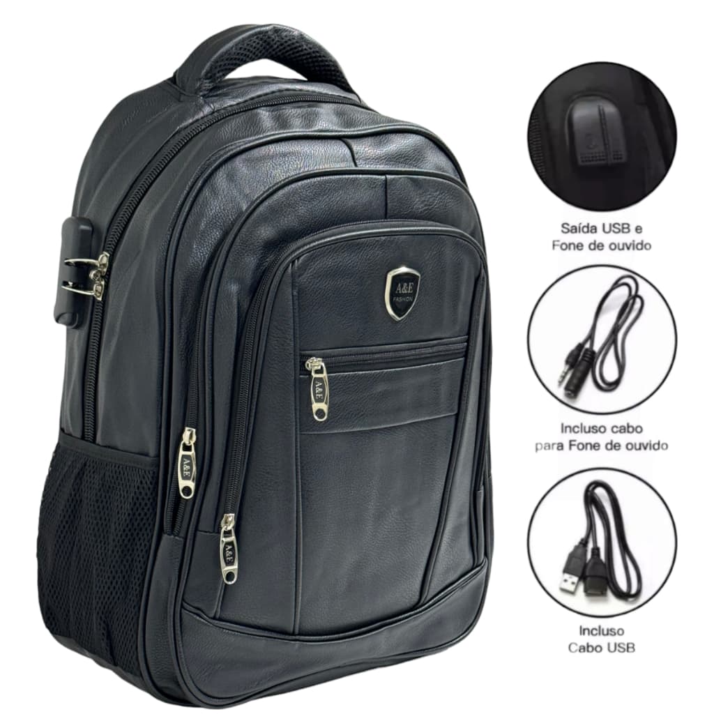 Mochila Masculina Reforçada Couro Grande 60 L Impermeável Executiva