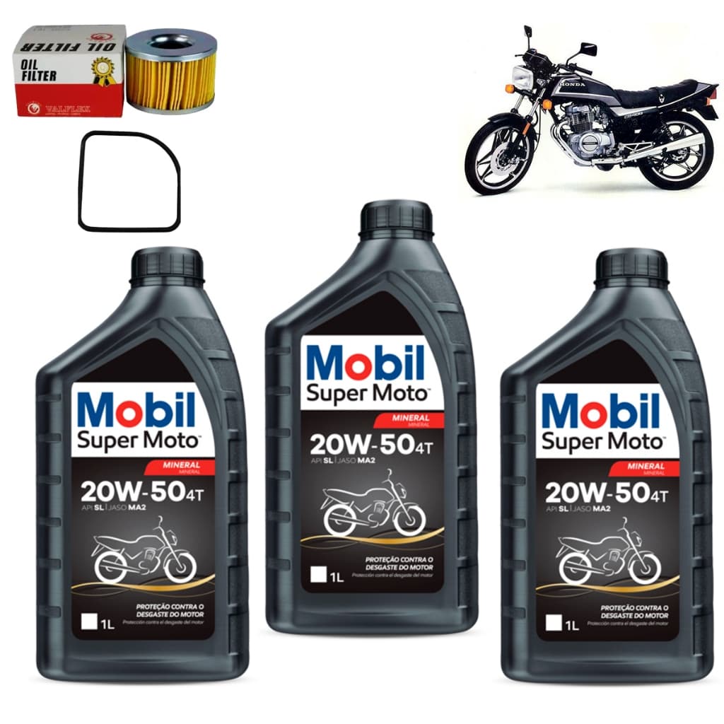 Kit Troca De Óleo Mobil 20w50 Honda Cb 400 / Cb 450 + Filtro