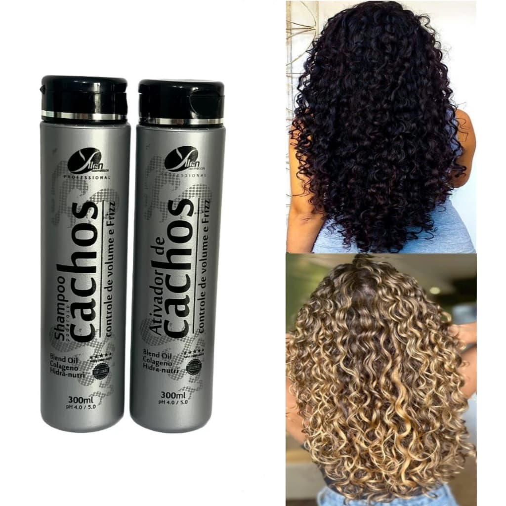 Kit Ativador de Cachos fios Definidos e brilhosos Cabelos Macios Antifrizz Hidratação Nutrição 300mL