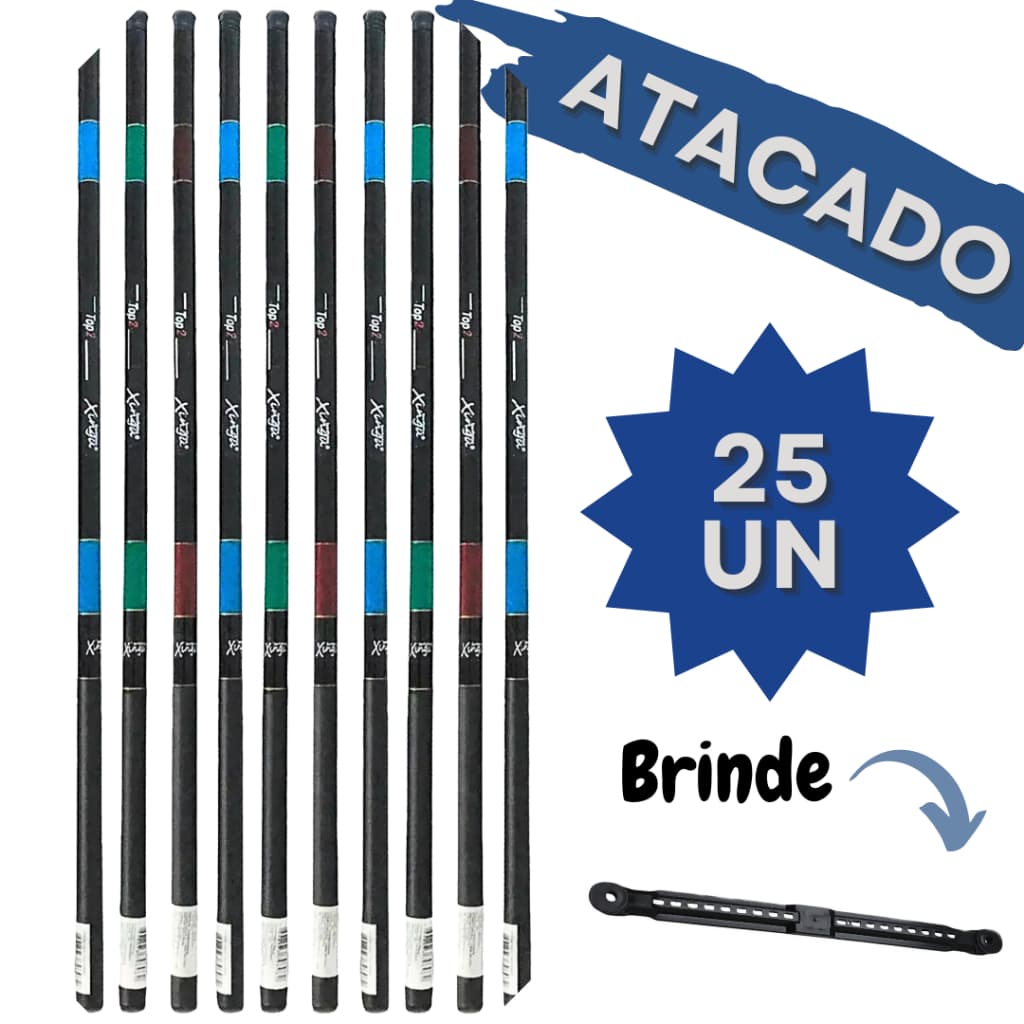 Kit Pesca 25 Varas Telescópicas 3,00m Capa Enrolador de Linha Fibra Vidro Tilapia Piau Atacado