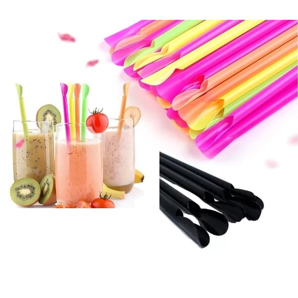100 Canudos Mexedor Pazinha Drink/Bebidas/Coquetel Plástico 20 Cm NEON e Preto