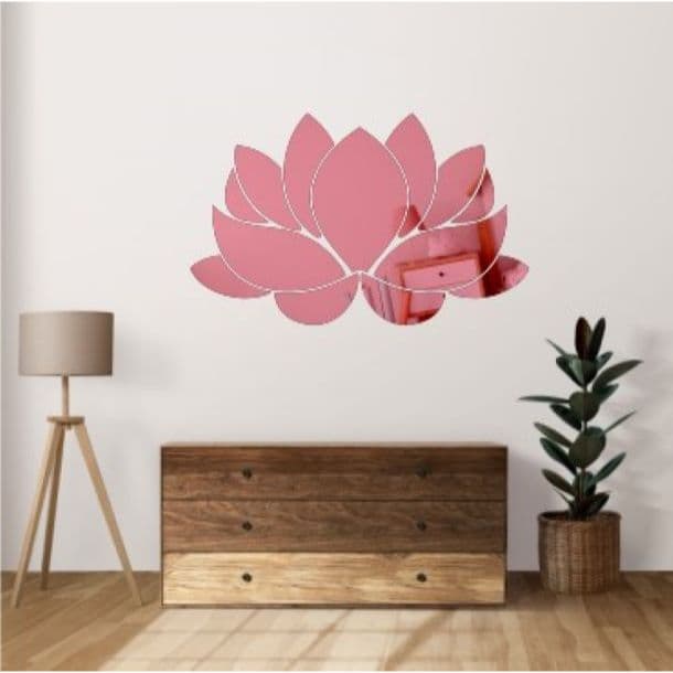 Espelho Decorativo Flor de Lótus em Acrílico