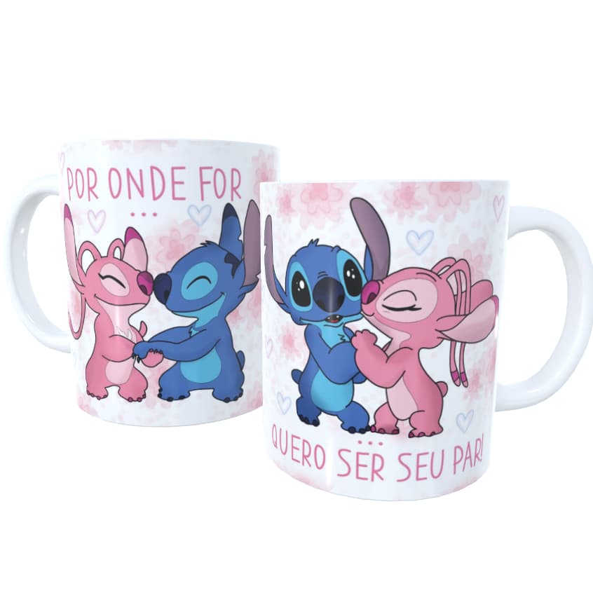 Canela Lilo Stitch Porcelana Por Onde For Quero Ser Seu Par