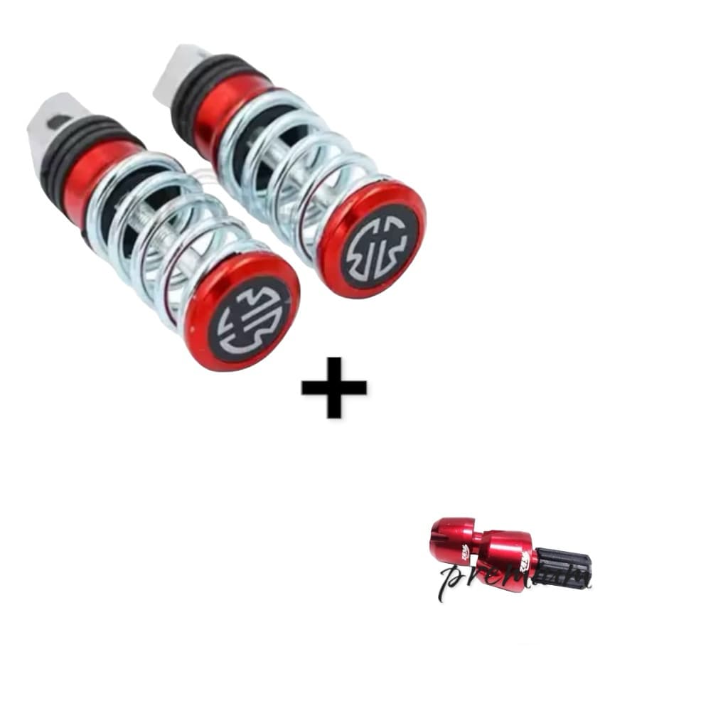 KIT Pedaleira Esportiva Mola Universal Honda, Yamaha, Kawasaki, Suzuki+Par de Peso guidão de moto universal
