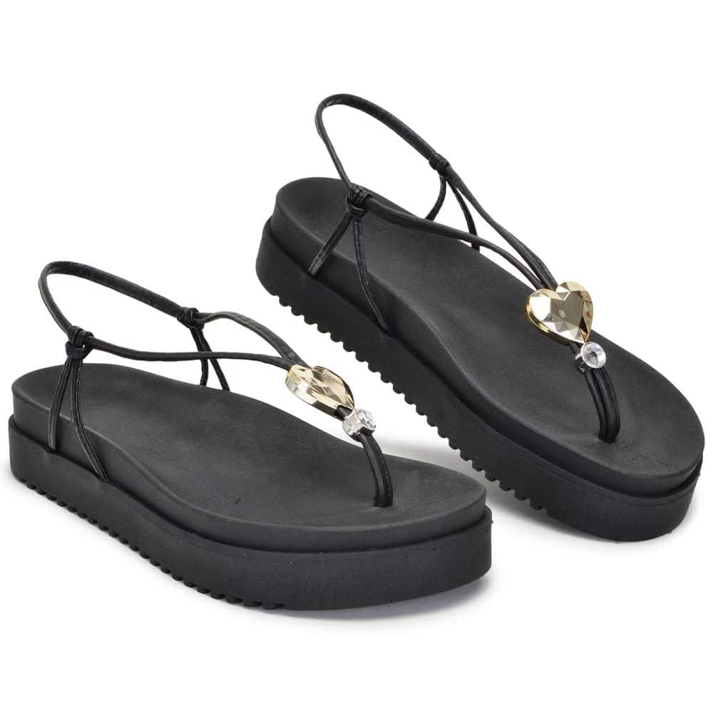 Sandália Strass Feminina Sandália Strass Anatômica Plataforma Papete Confortável Tiras Sandália Rasteirinha Confortável