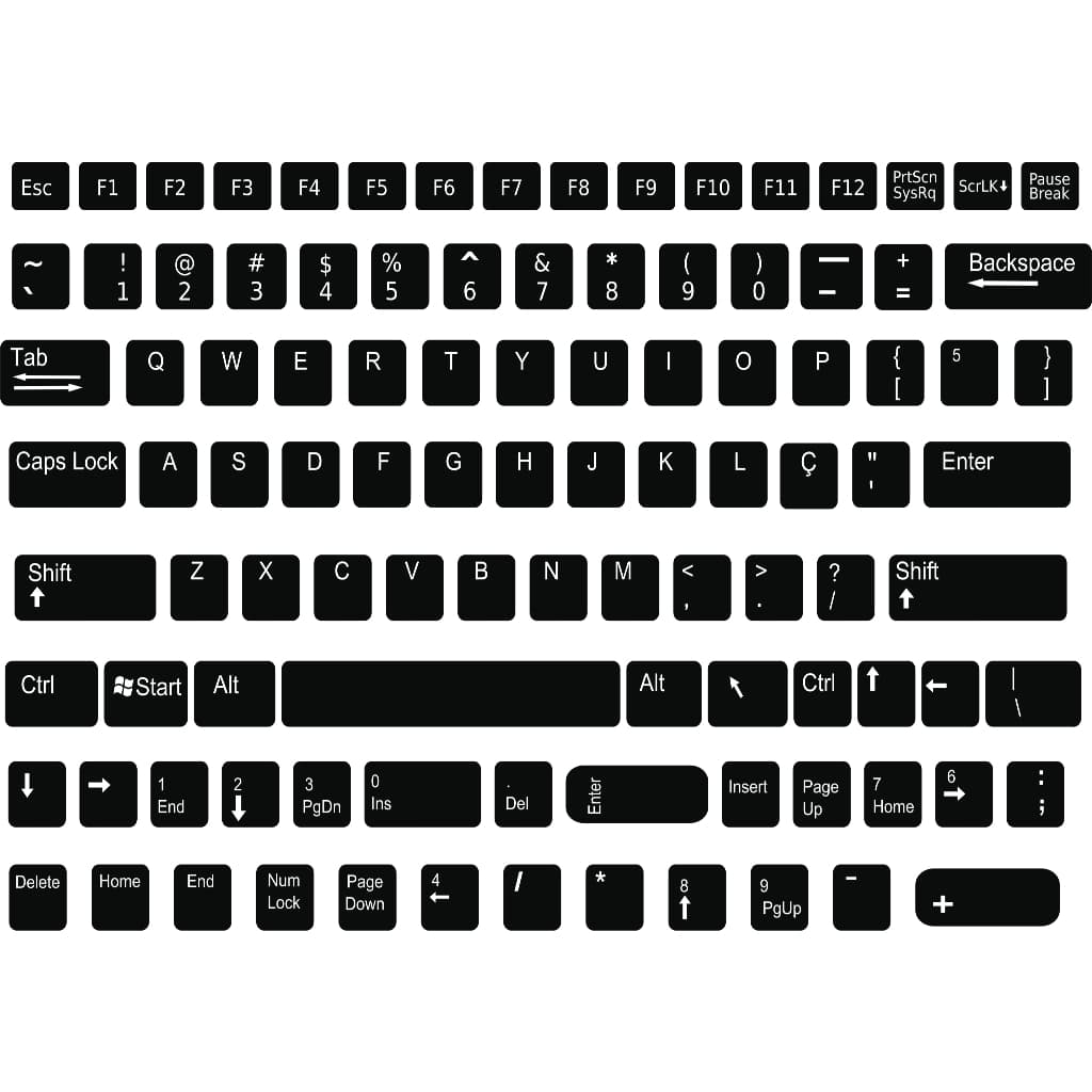 Adesivo português etiquetas para teclado pc notebook com teclas apagadas vinil