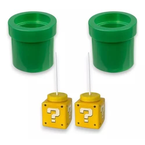 Kit Mario Bros - 2 Copos C Canudo + 2 Baldes Pipoca Novo
