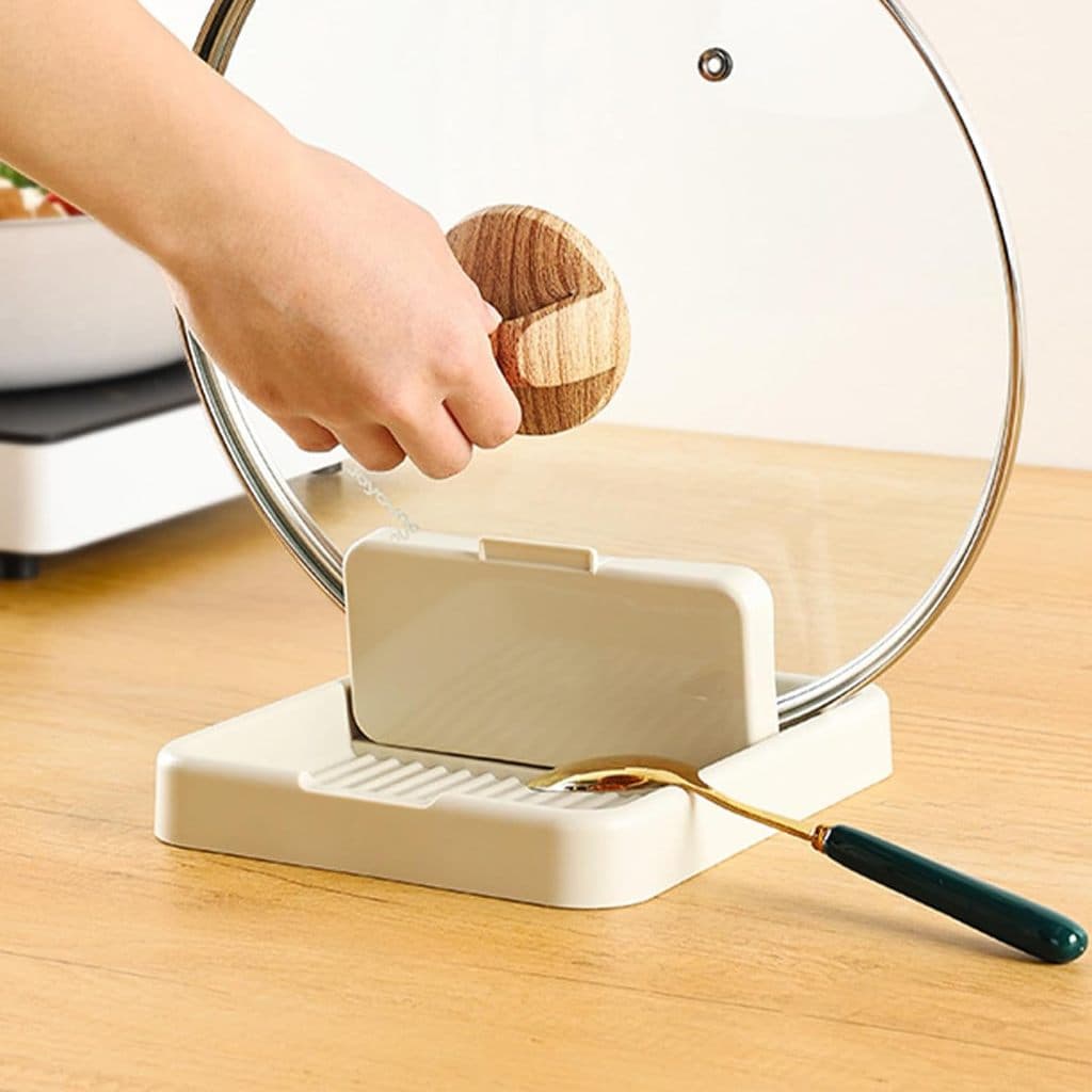 KIT 2 Organizador de Cozinha 5 em 1 Suporte para Tampas, Panelas, Talheres e Porta-Tempero