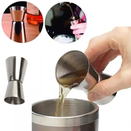 Dosador Copo Duplo Medidor De Bebidas Drink Bar 25/50ml Aço Inox