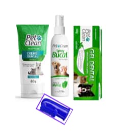 Kit pet clean creme dental + gel dental + spray bucal + dedeira