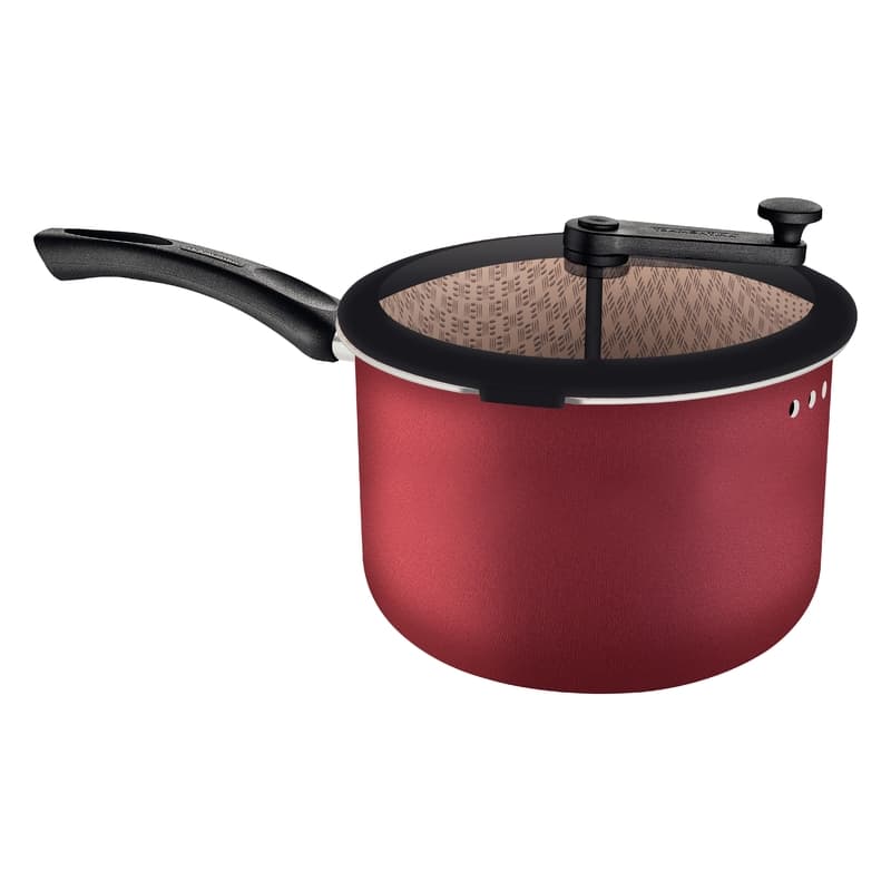 Pipoqueira Tramontina Paris em Alumínio  Antiaderente Vermelho com Tampa de Vidro 22 cm 4,8 L