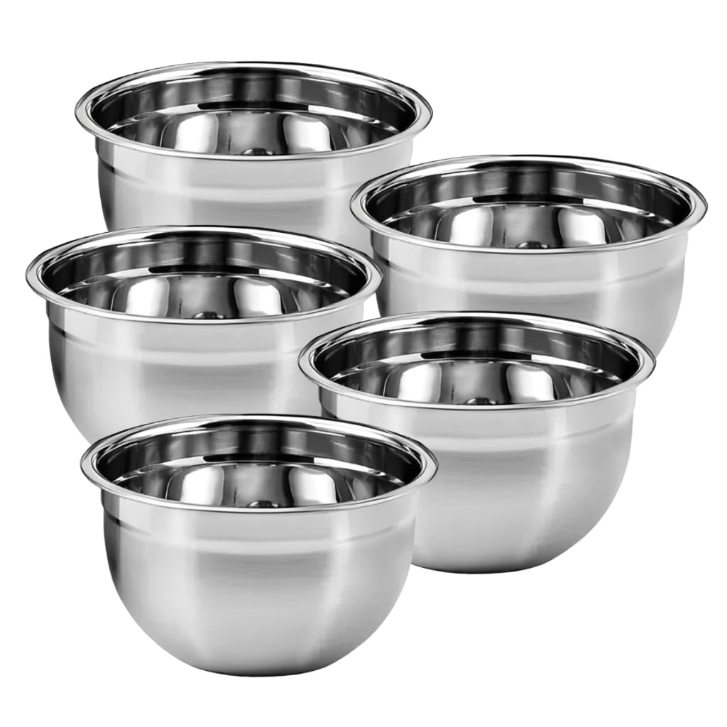 Kit Com 5 Tigela Bowl Bacia Aço Inox 26cm Conjunto Saladeira Cozinha Profissional