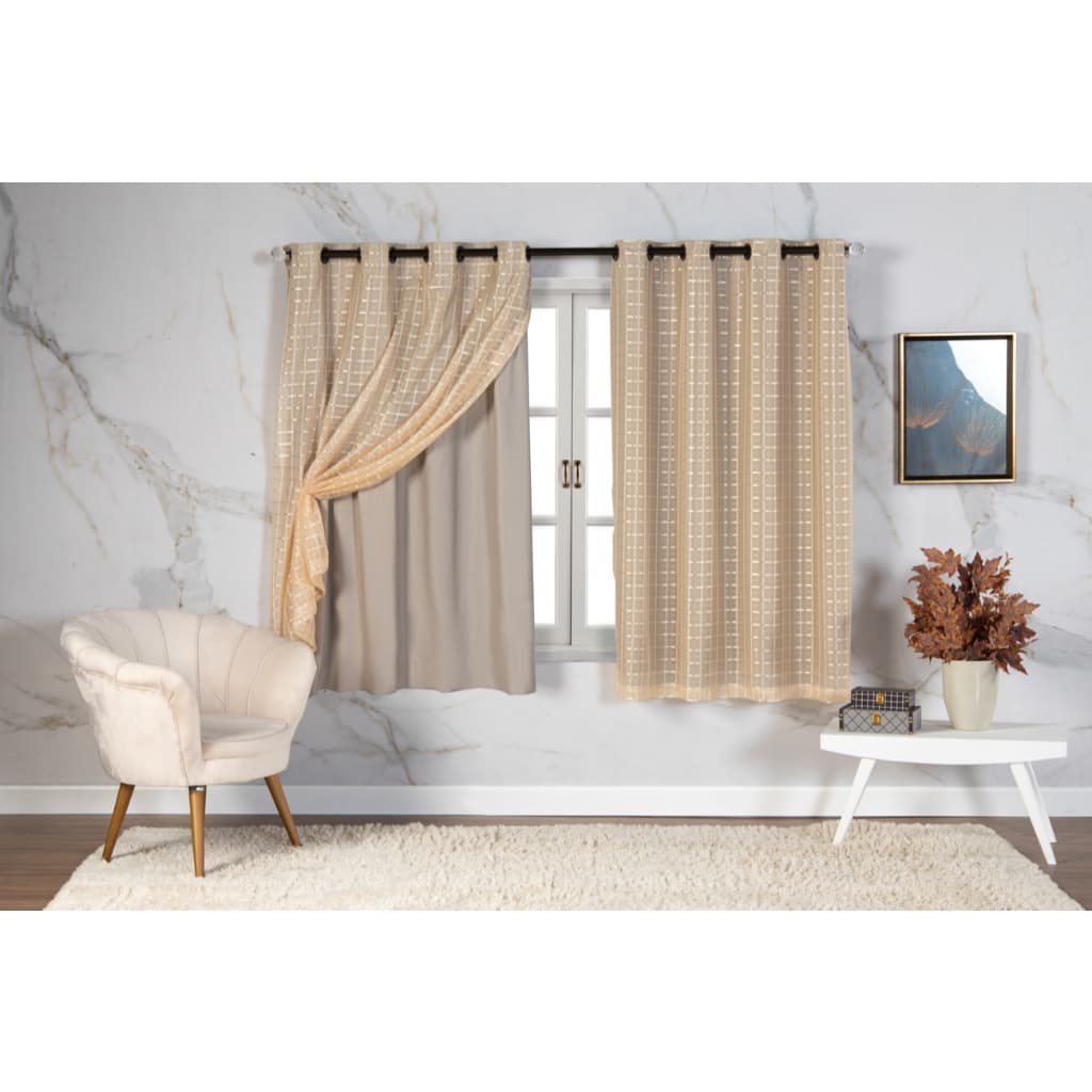 Cortina Blackout Sala Quarto PVC  2,00 m x 1,40 m Voil Xadrez E BLACKOUT COLORIDO