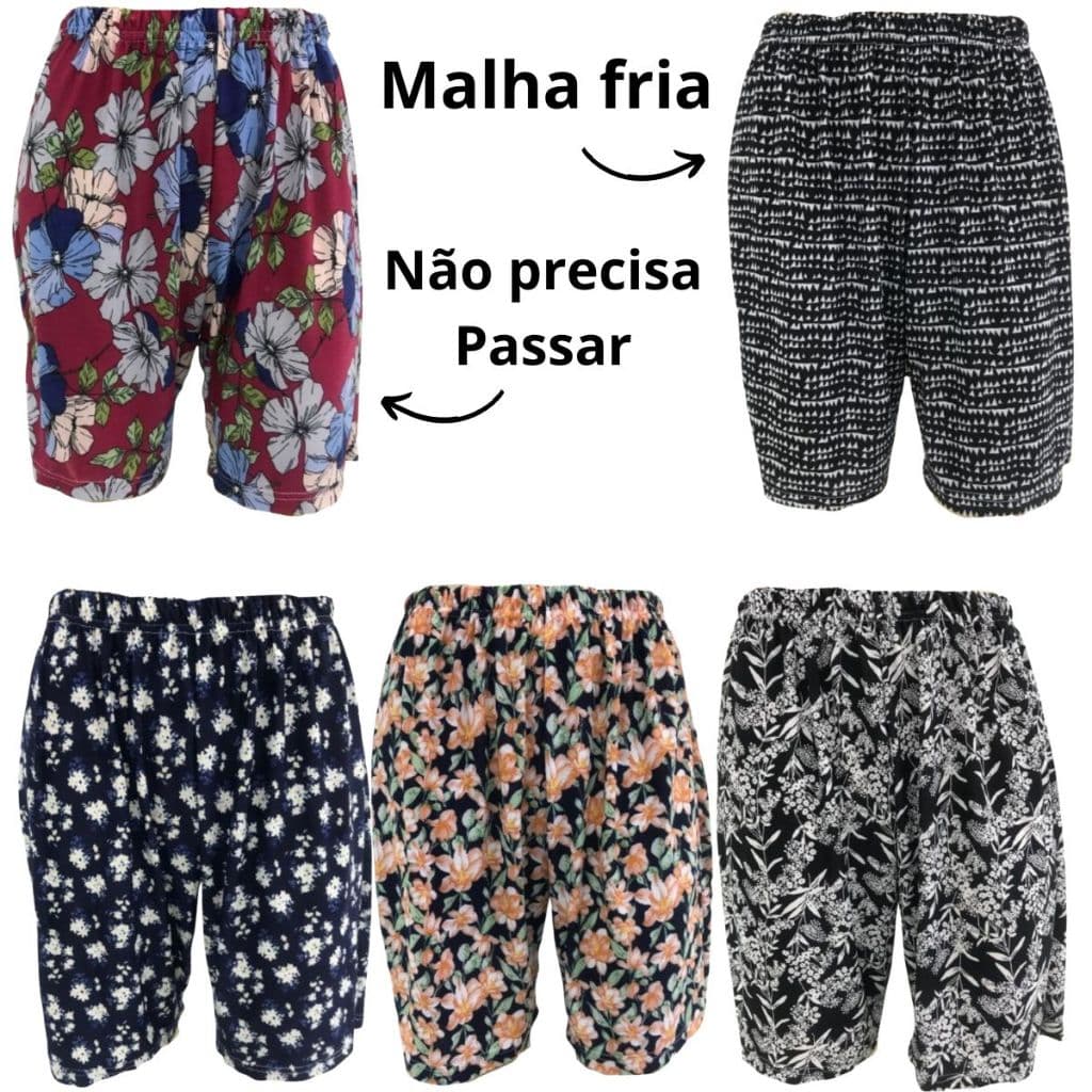 Kit 2 Bermudas Plus Size Senhora Liganete Shorts Malha Fria