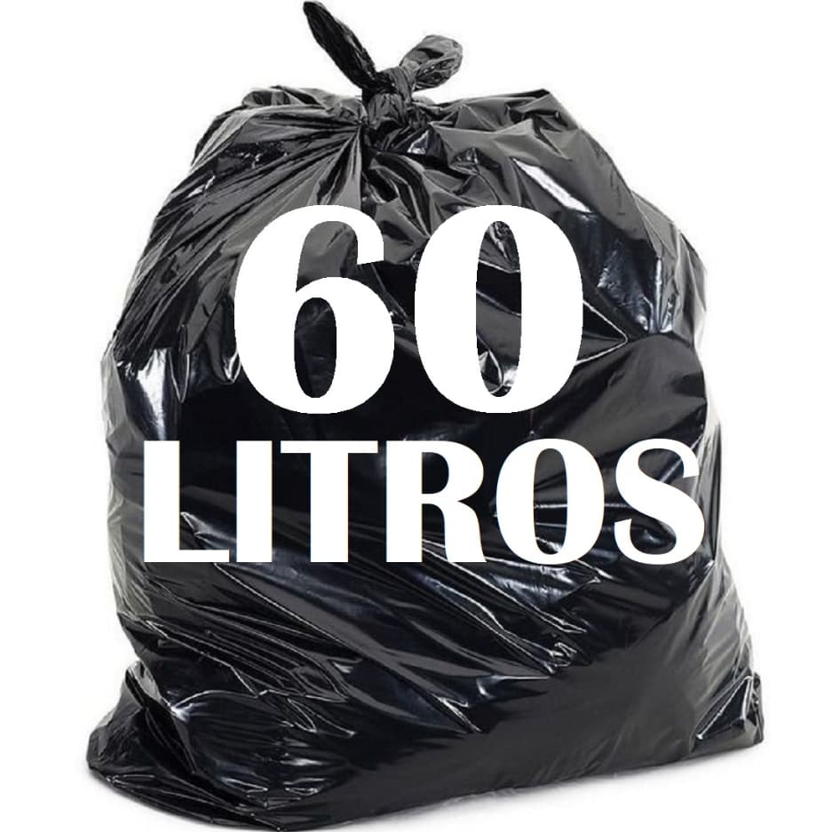 saco de lixo 60 litros preto reforçado pacote com 100 un