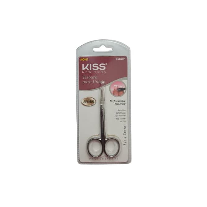 Tesoura de unha Kiss de Aço Inox c/ ponta curva