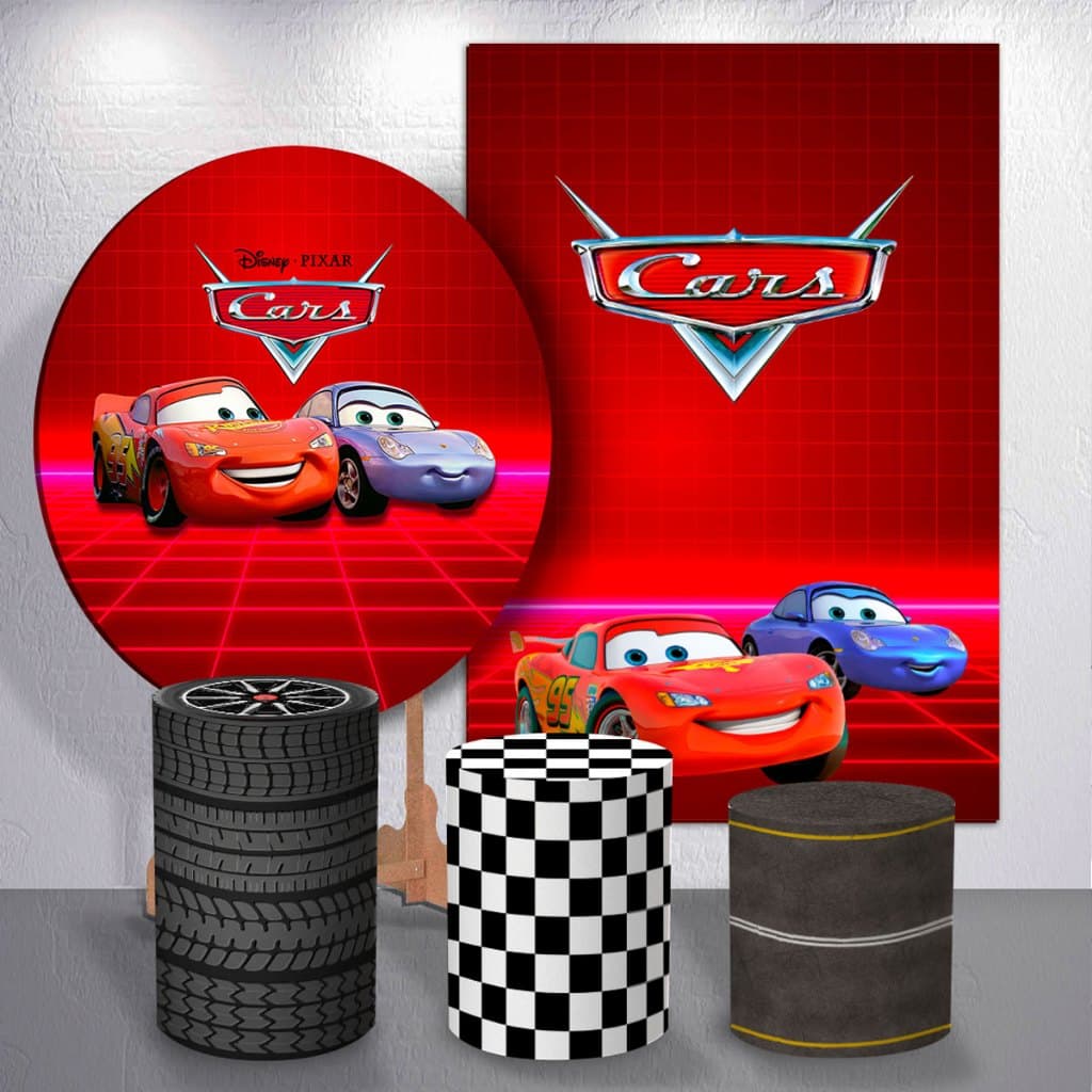 Capa De Painel De Festa Carros Vermelho e Azul Capas Sublimadas Decoração Evento