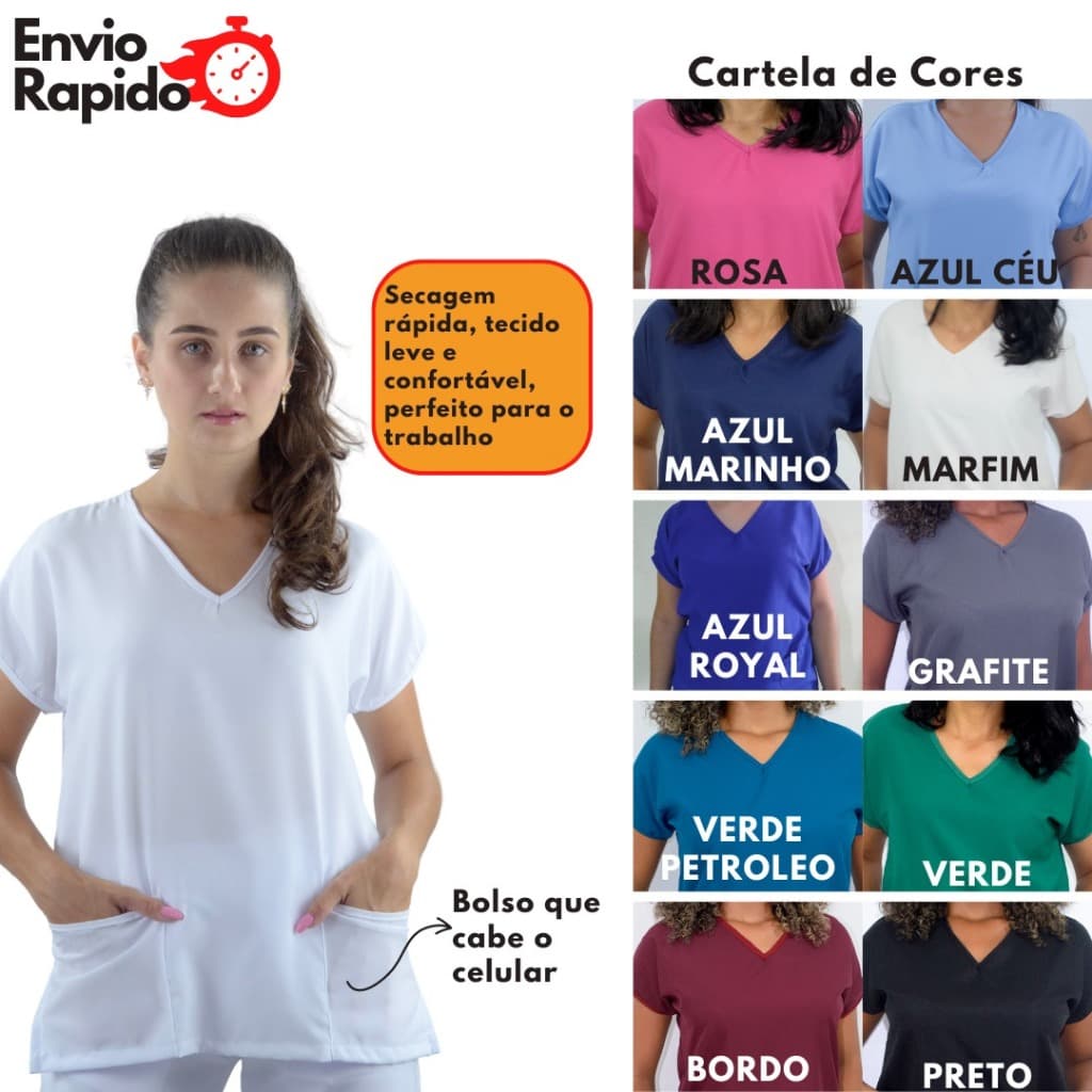 kit c/10 unid - Scrubs Cirurgico Enfermagem Uniforme blusa domestica profissional