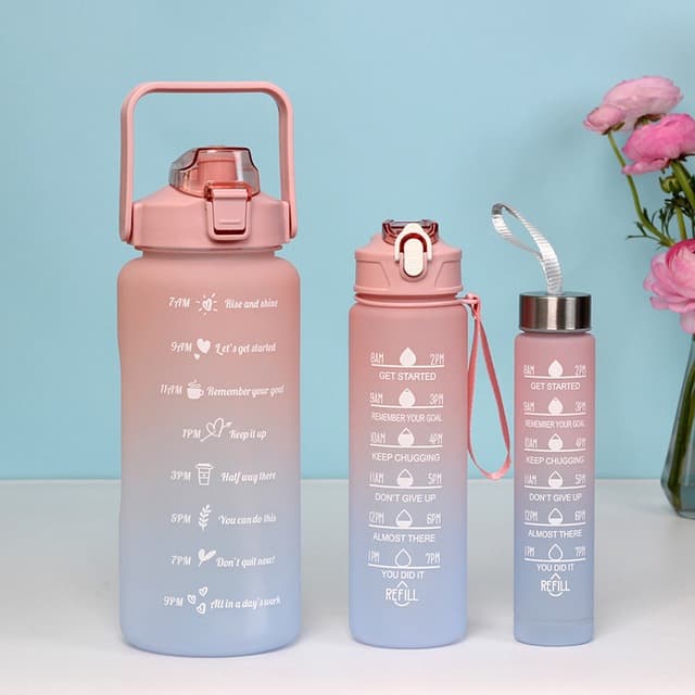 Kit 3 Garrafa De Água Squeeze Galão 2L Litros Motivacional Academia Colorida Antivazamento Fornecido Em Cores Aleatórias